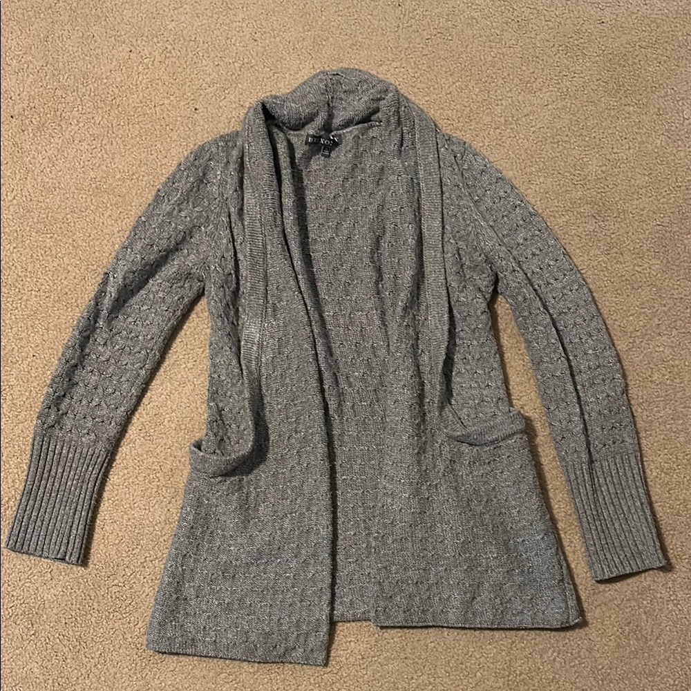 Brixon Ivy Gray Cardigan Sweater with Shawl Collar